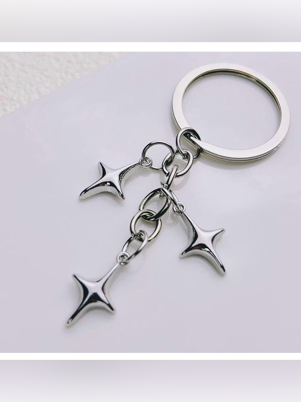 Aesthetic Star Moon Keychain Cute Dainty Stainless Steel Key Ring